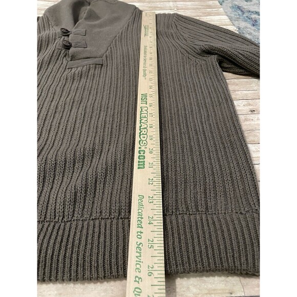 Duluth Trading Men's Green Knit Sweater Size Large Shawl Collar Ribbed - Picture 5 of 5